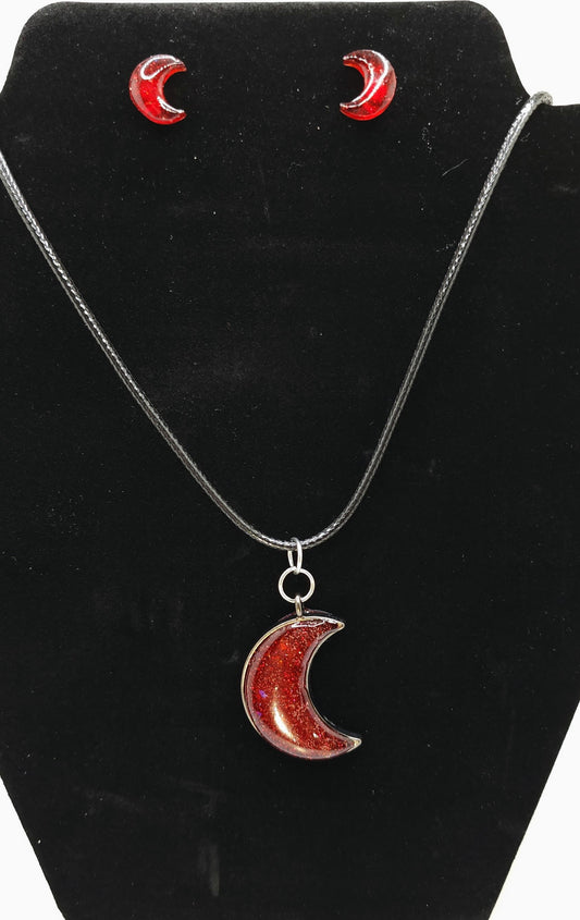 Blood Moon Pendant and Earring Set