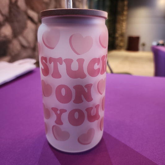 Stuck on You frosted glass tumbler